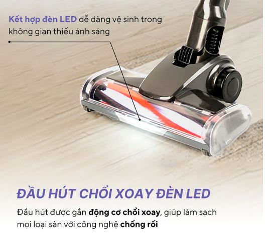 Đầu hút sàn của Mocato Yuka A8 có kết hợp thêm đèn Led ấn tượng